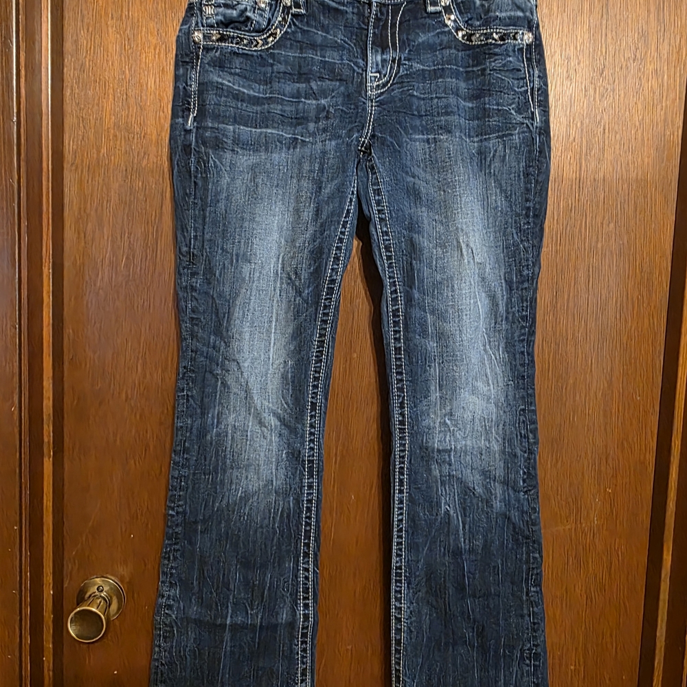Miss Me Women's Faded Dark Blue Bootcut Jeans